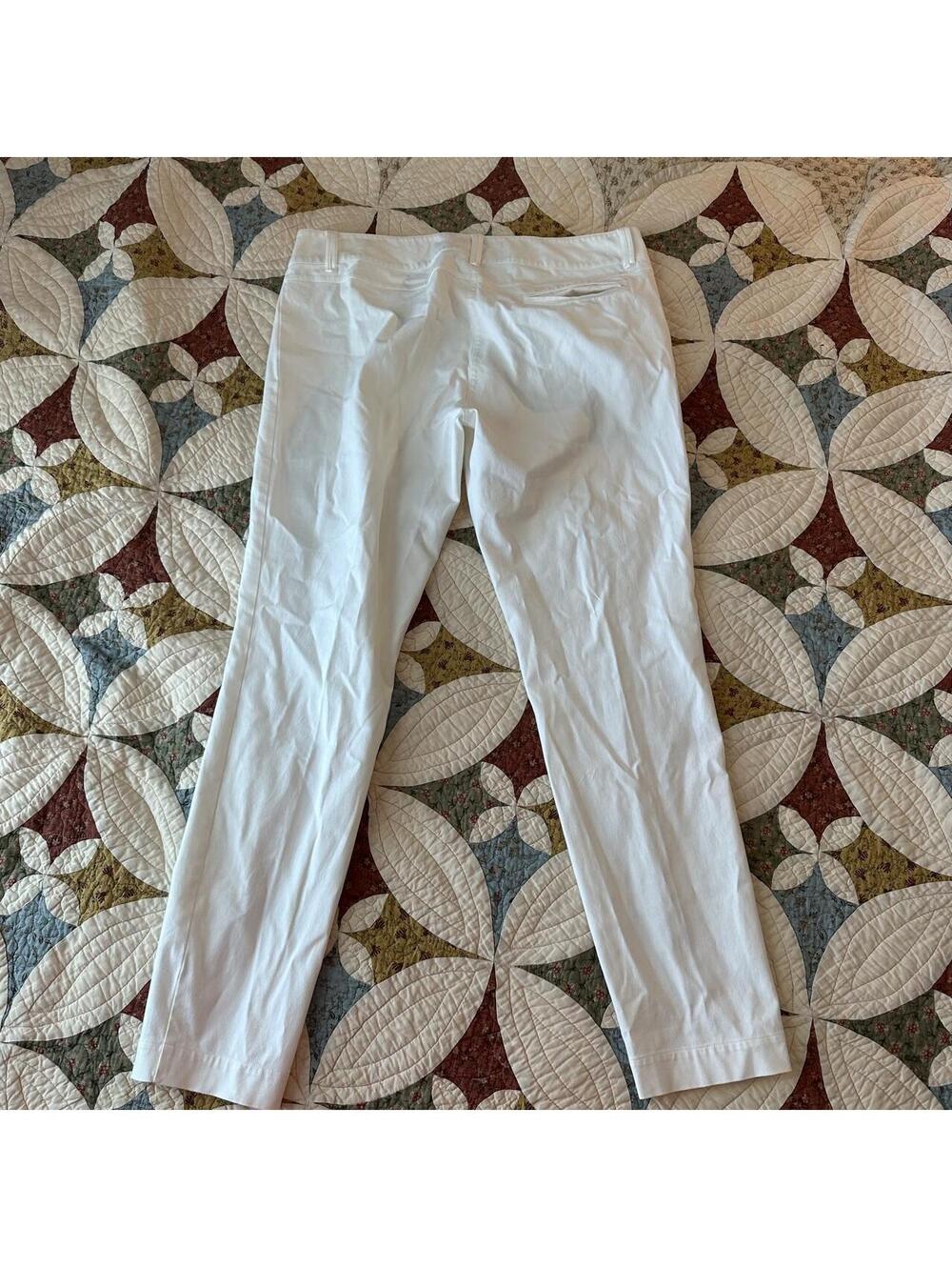 Eileen Fisher white organic cotton slim pants size 12 minimal simple basic - Picture 6 of 7